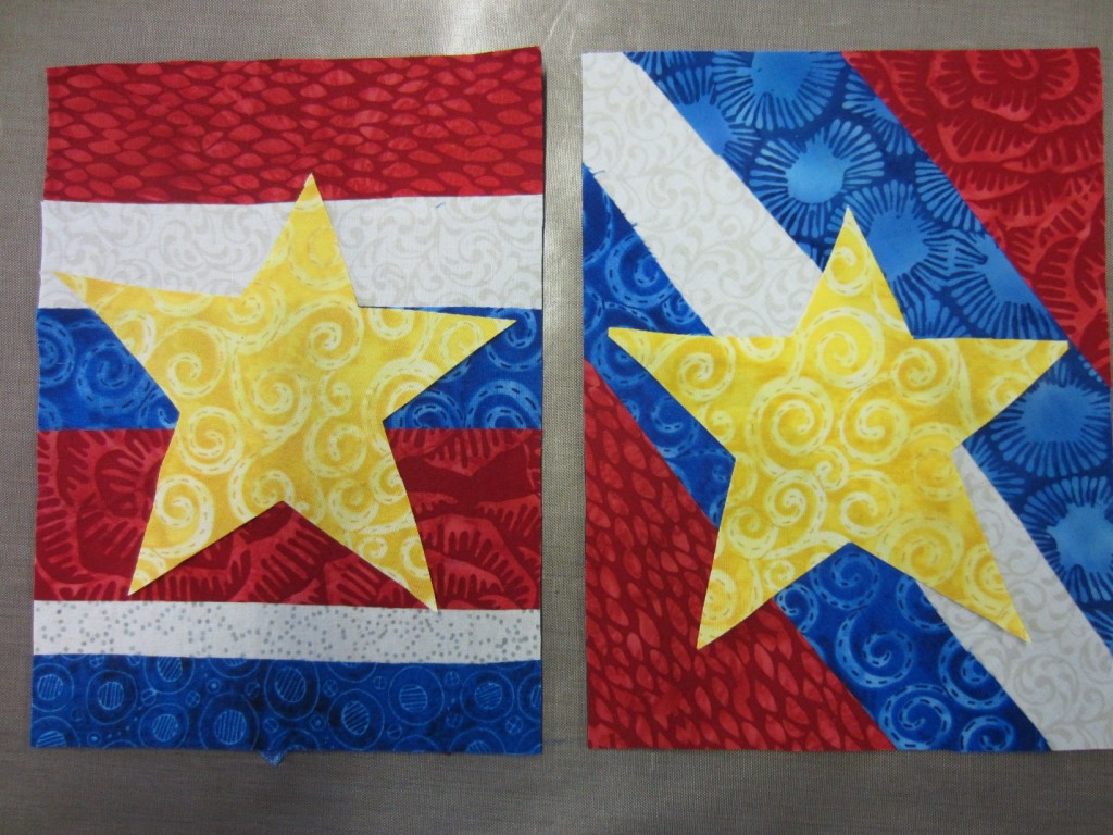 Stars pressed onto background of flags 